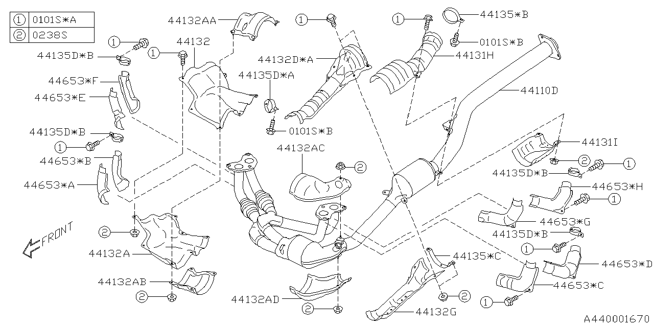 Diagram EXHAUST for your 2016 Subaru Outback   