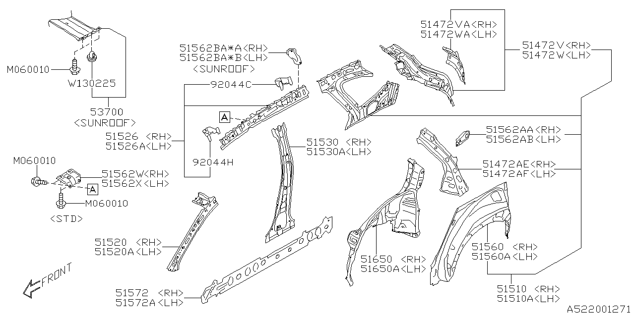 Diagram SIDE PANEL for your 2011 Subaru STI   