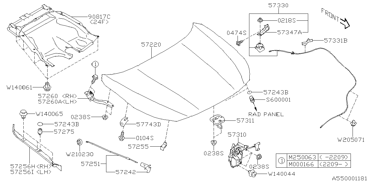 FRONT HOOD & FRONT HOOD LOCK Diagram