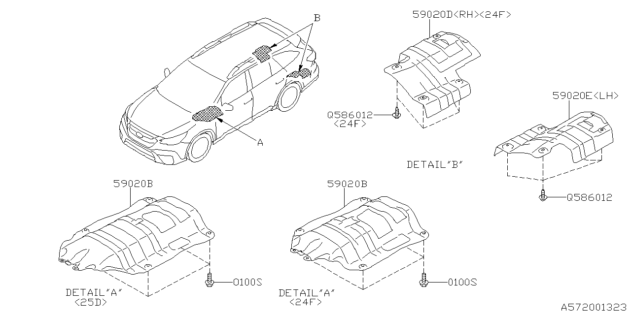 Diagram UNDER COVER & EXHAUST COVER for your 2006 Subaru Impreza  Sedan 