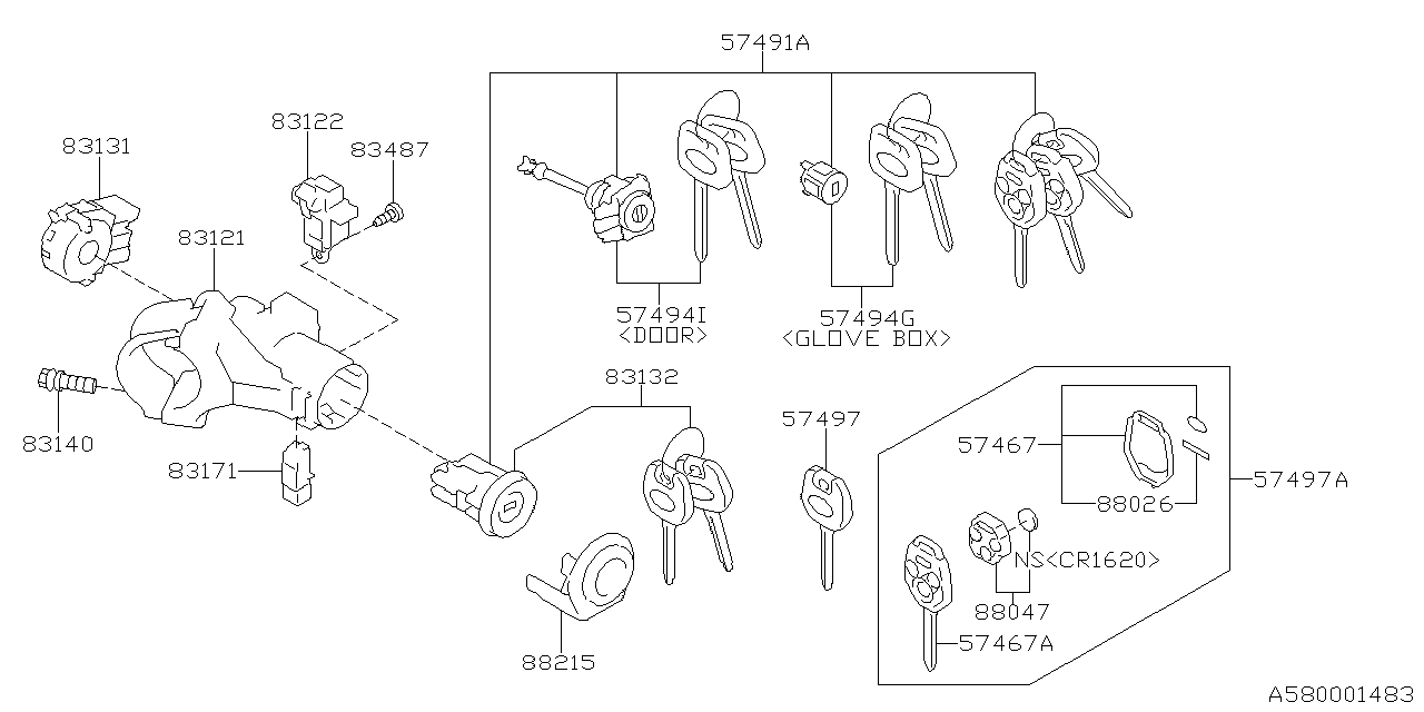 Diagram KEY KIT & KEY LOCK for your 2021 Subaru Forester   