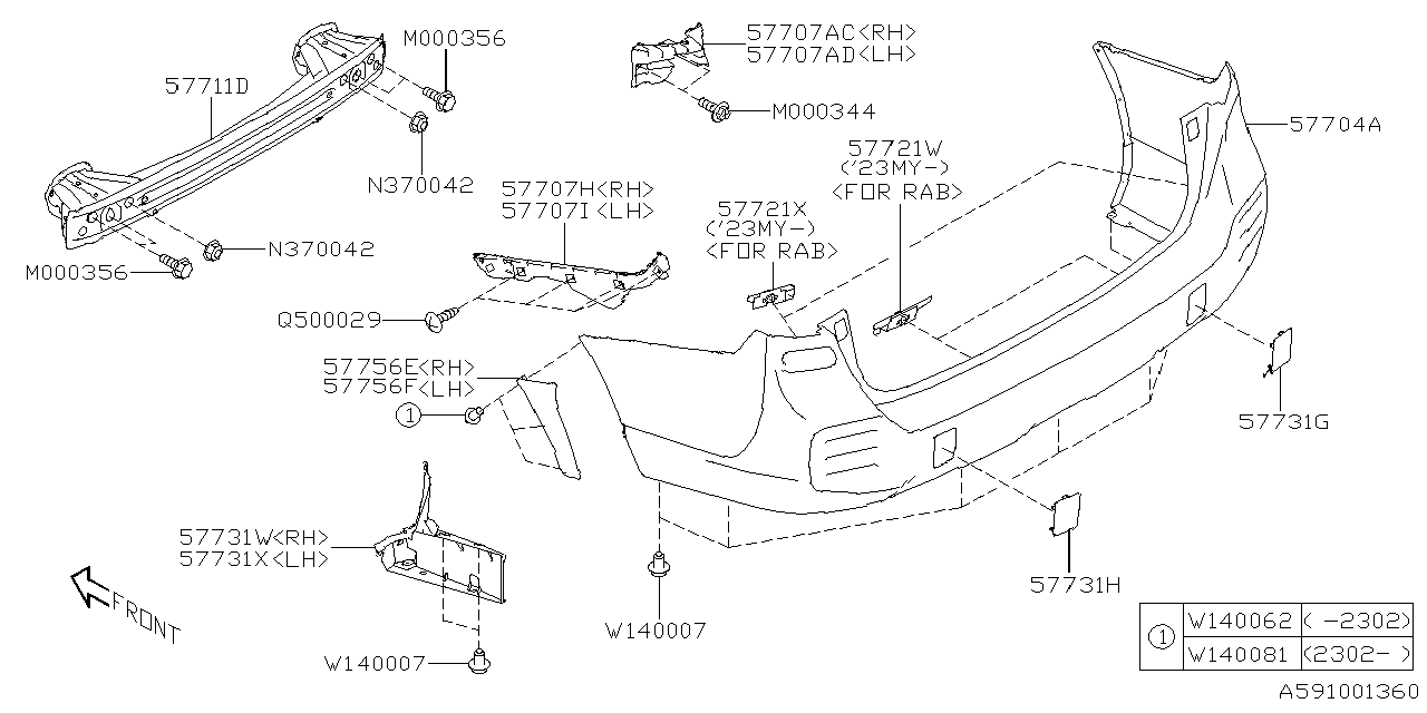 Diagram REAR BUMPER for your 2022 Subaru Crosstrek   