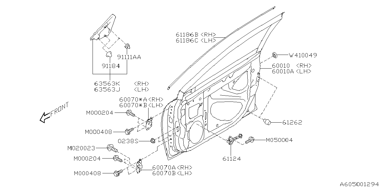 Diagram FRONT DOOR PANEL & REAR(SLIDE)DOOR PANEL for your Subaru Outback  