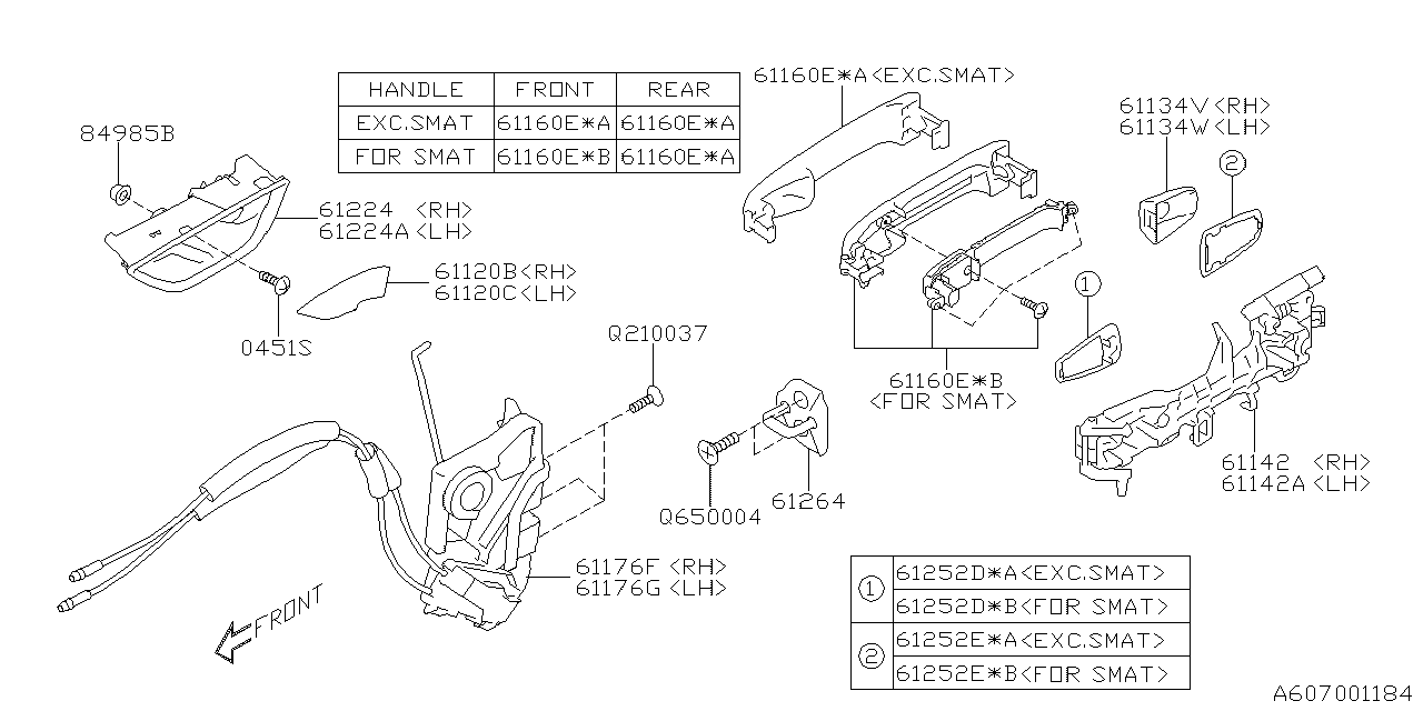 DOOR PARTS (LATCH & HANDLE) Diagram