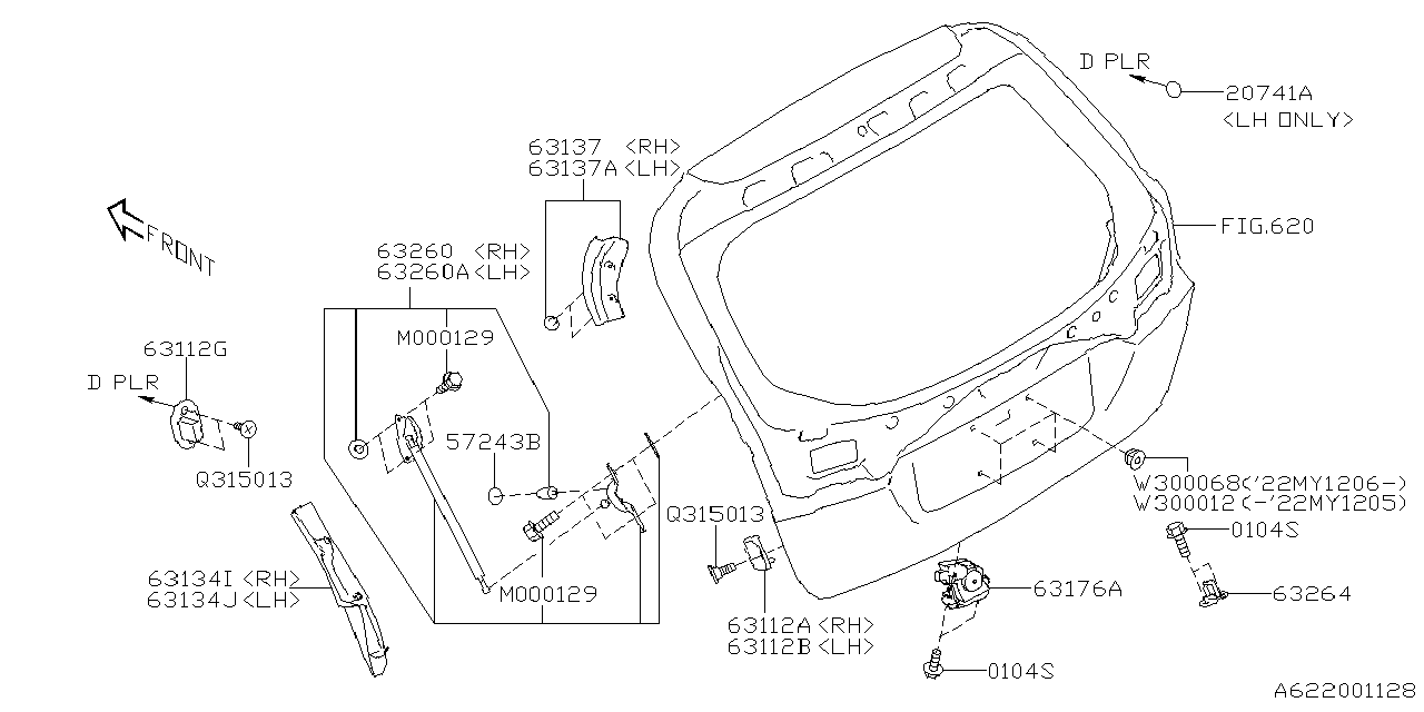 Diagram BACK DOOR PARTS for your Subaru Outback  