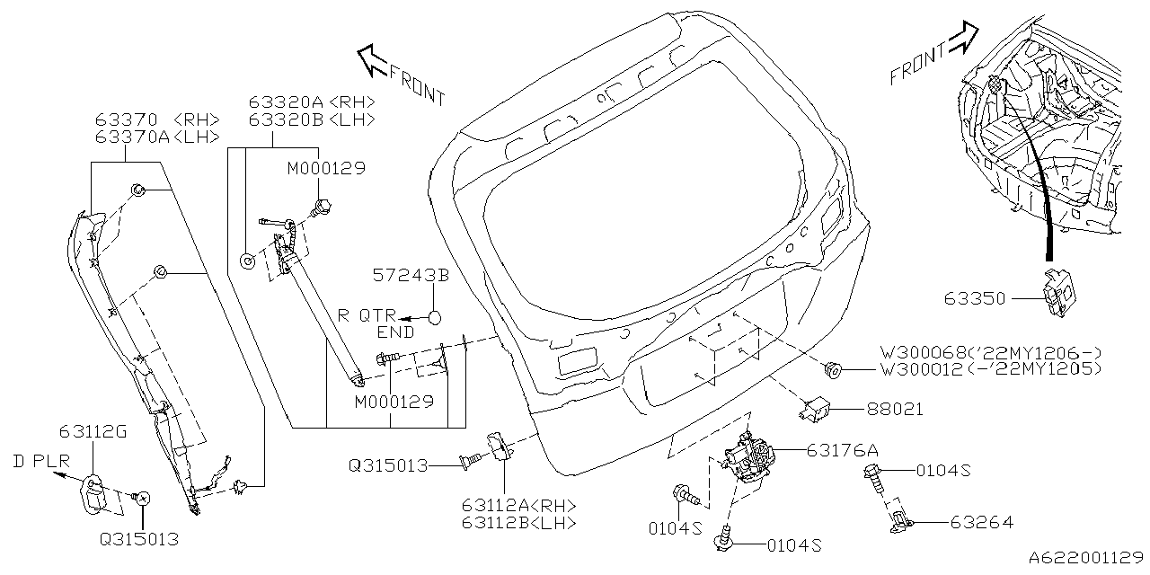 Diagram BACK DOOR PARTS for your 2021 Subaru Outback   