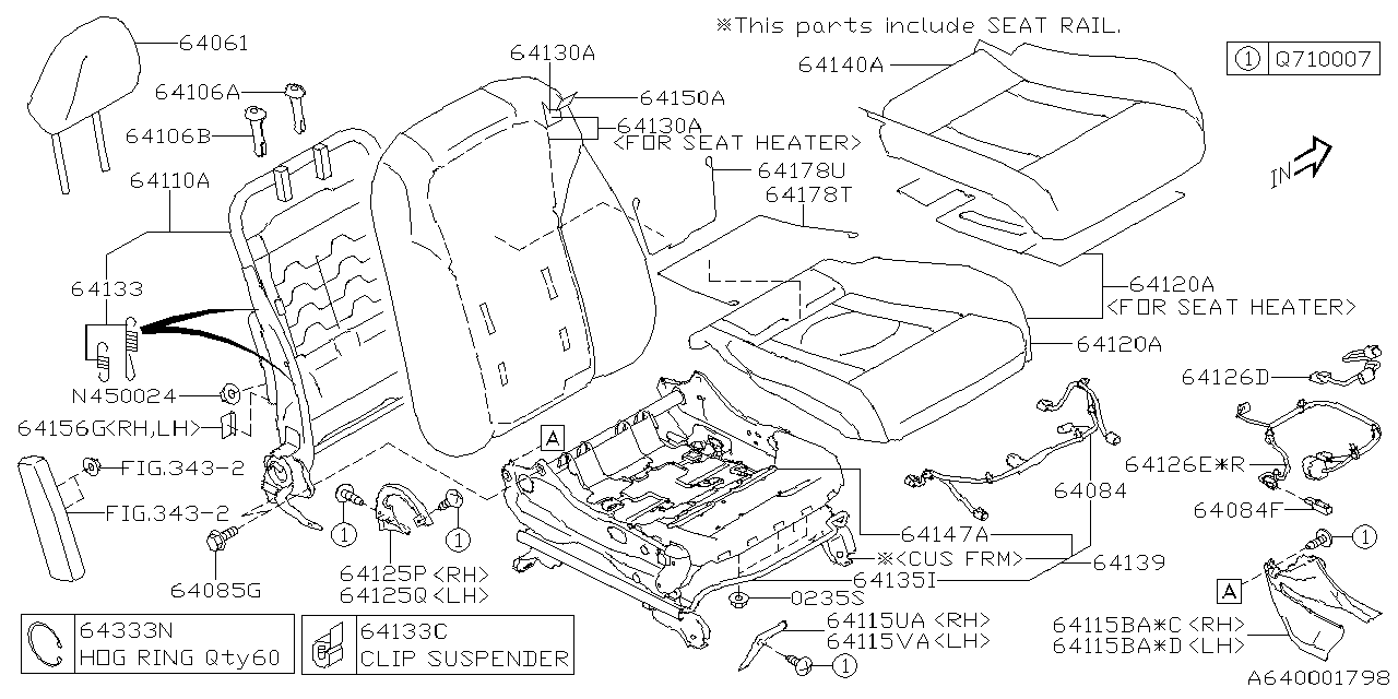 Diagram FRONT SEAT for your 2024 Subaru WRX  PREMIUM w/EyeSight 