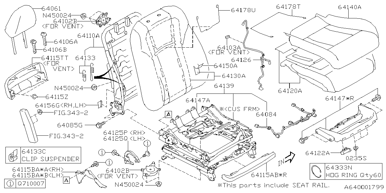 Diagram FRONT SEAT for your 2024 Subaru WRX  PREMIUM w/EyeSight 