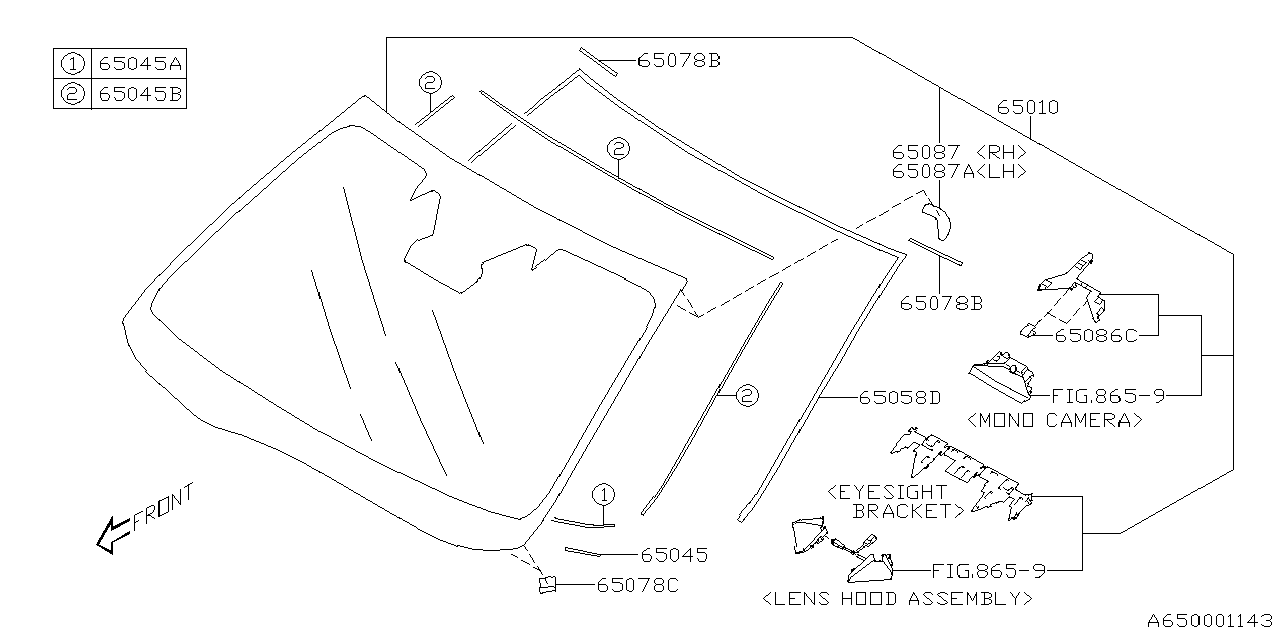 Diagram WINDSHIELD GLASS for your 2019 Subaru WRX Limited  