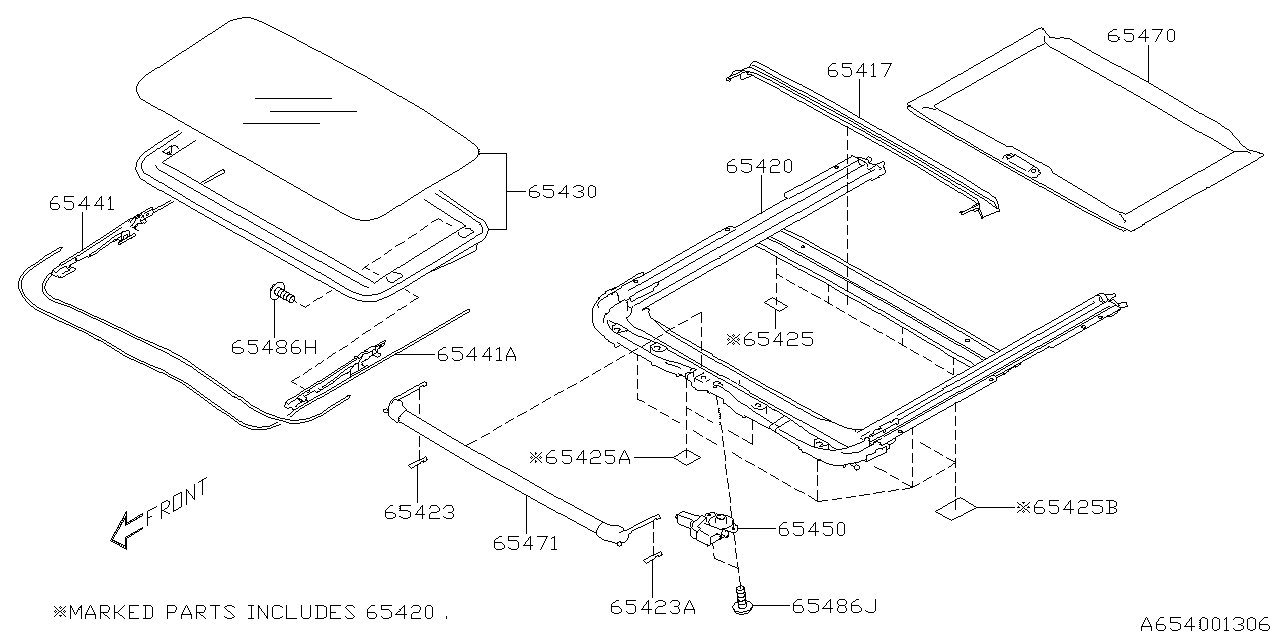 Diagram SUN ROOF for your 2024 Subaru Legacy  Sedan 