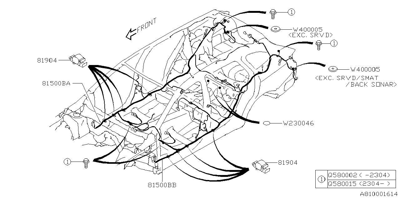 Subaru Outback Wiring Harness USA (Left, Rear). Electrical - 81512AN56C