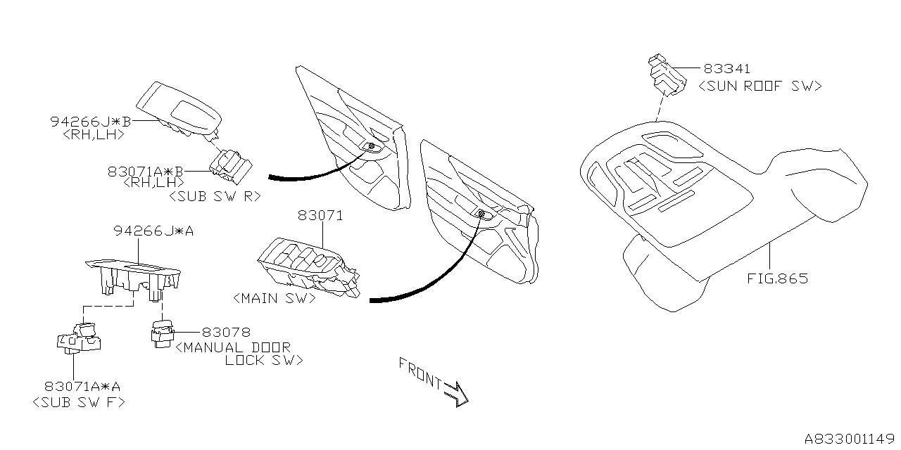 Diagram SWITCH (POWER WINDOW) for your 2019 Subaru WRX Limited  