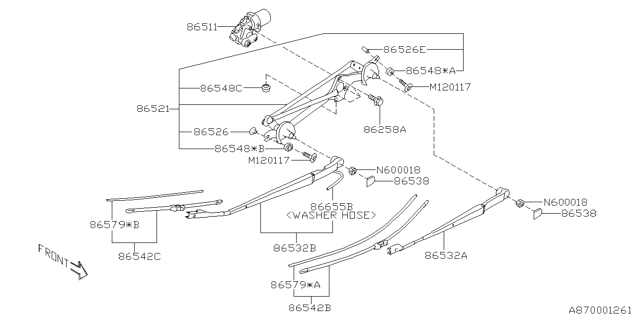 Diagram WIPER (WINDSHILDE) for your 2020 Subaru Legacy  Sedan 