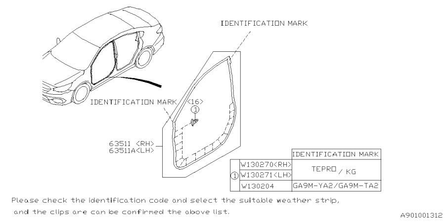 Diagram WEATHER STRIP for your Subaru Legacy  