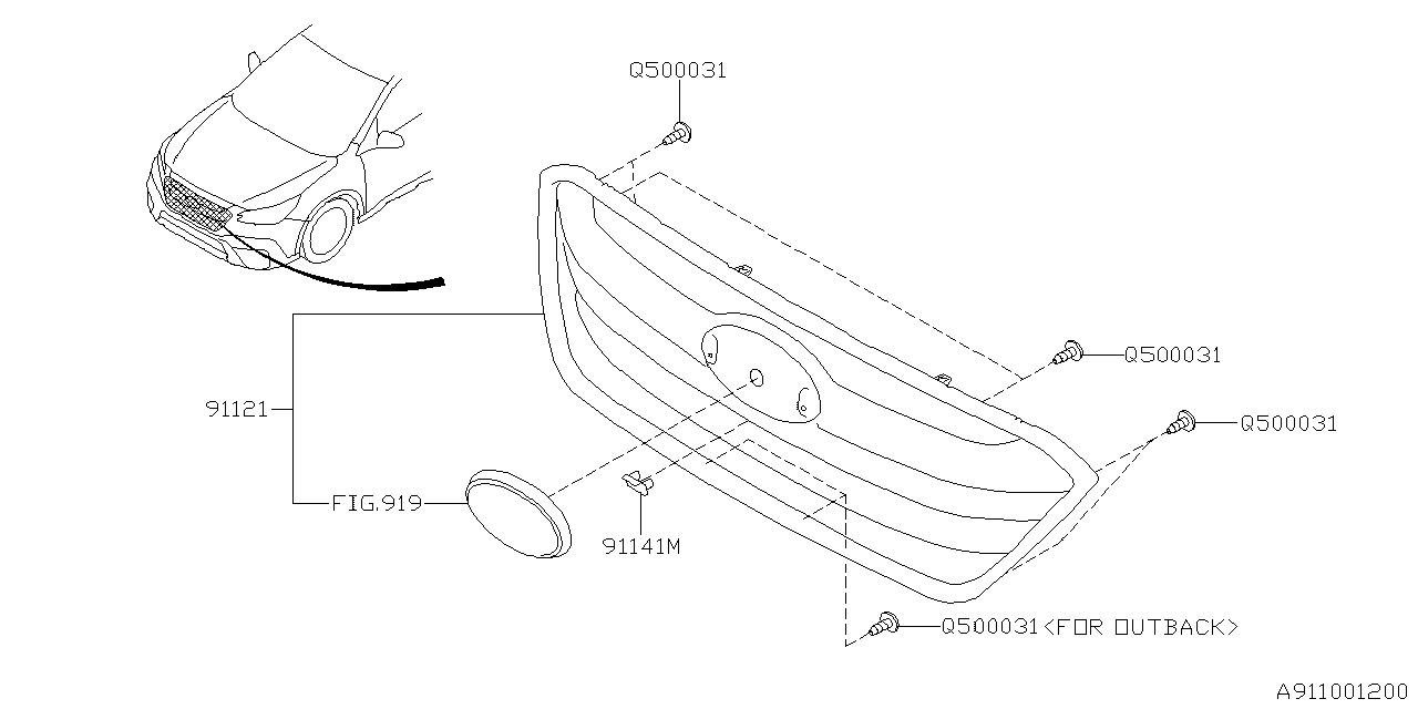 Diagram FRONT GRILLE for your Subaru Outback  