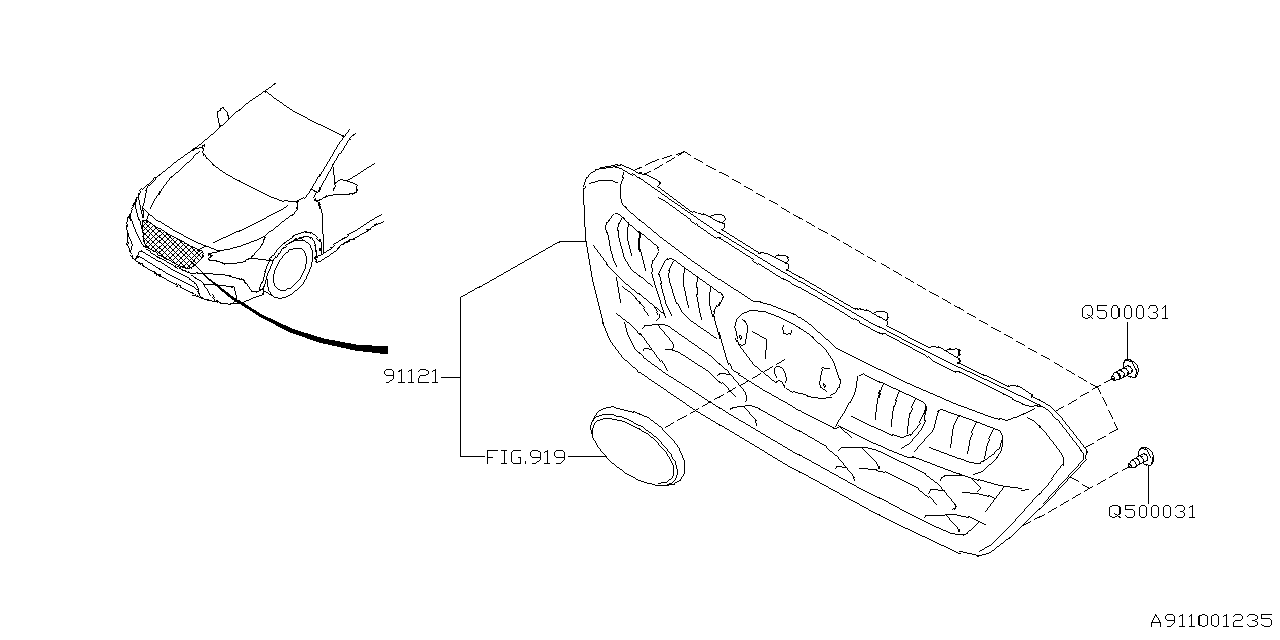 Diagram FRONT GRILLE for your Subaru Outback  