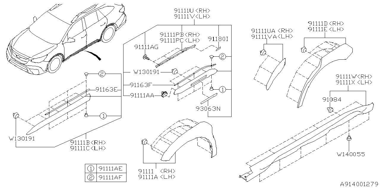 Diagram OUTER GARNISH for your 2018 Subaru Crosstrek   