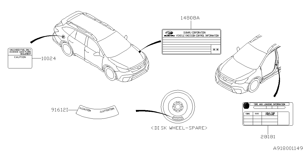 Diagram LABEL (CAUTION) for your 2018 Subaru BRZ   