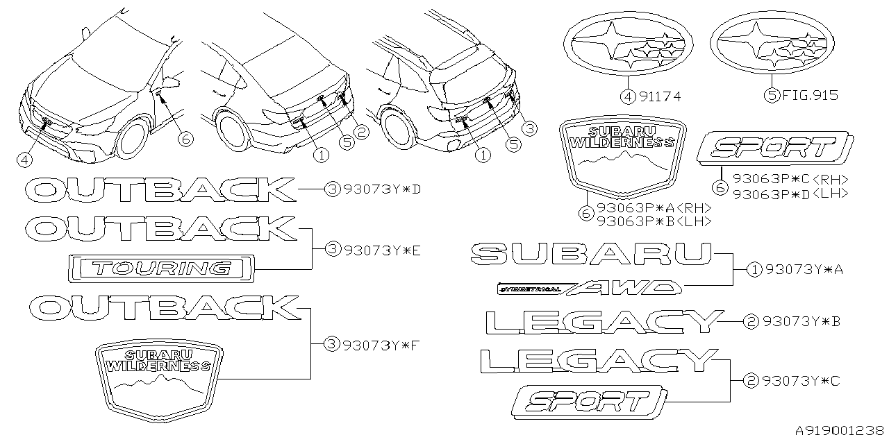 Diagram LETTER MARK for your 2017 Subaru Impreza  PREMIUM w/EyeSight SEDAN 