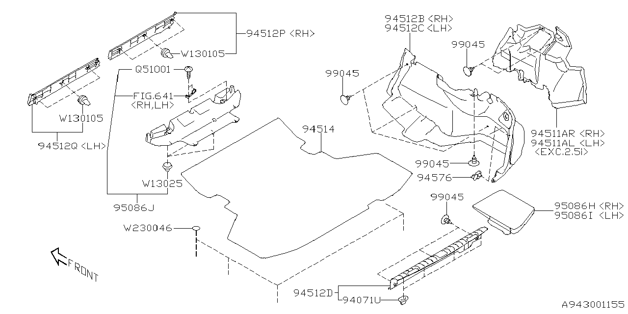 Diagram TRUNK ROOM TRIM for your 2008 Subaru Legacy   