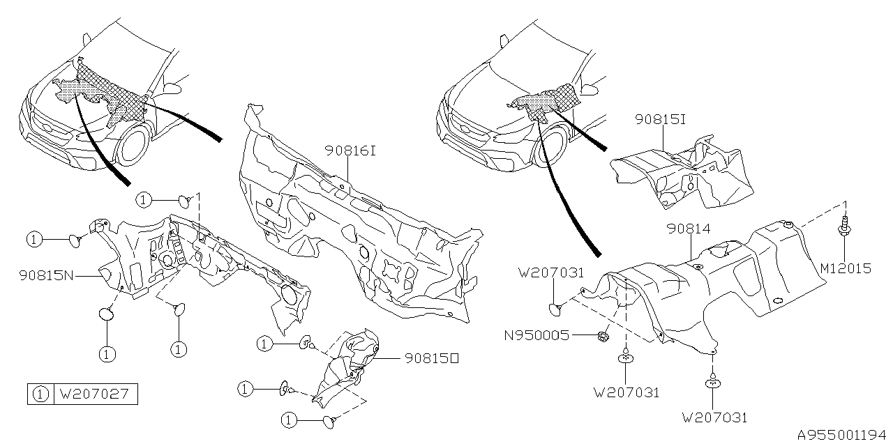 Diagram FLOOR INSULATOR for your 2020 Subaru Outback   