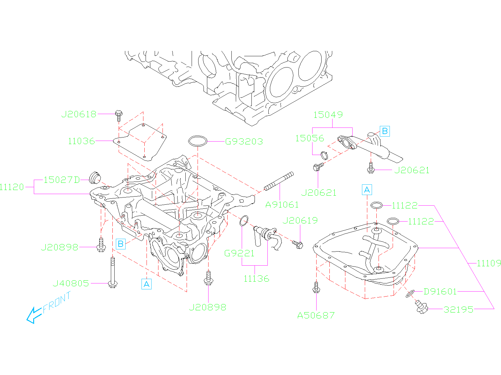 2022 Subaru Outback 2.4L CVT 2.4RW Engine Oil Drain Plug 32195AA021