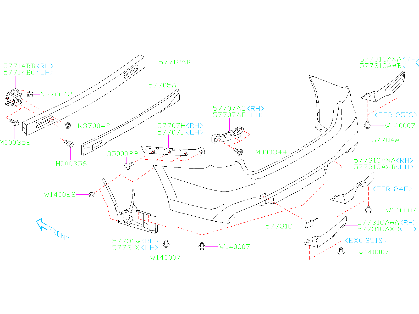 2012 Subaru Forester Bumper Cover (Rear) - 57704AN31A - Genuine Subaru Part