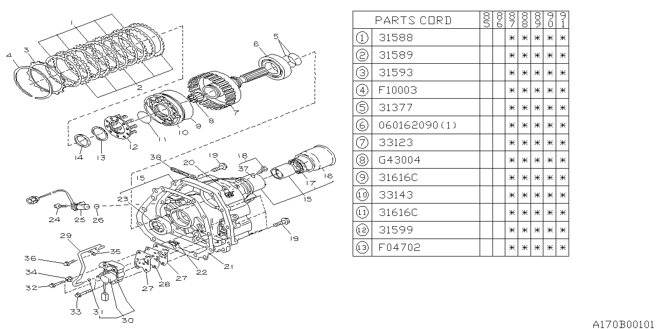 Diagram AT, TRANSFER & EXTENSION for your Subaru