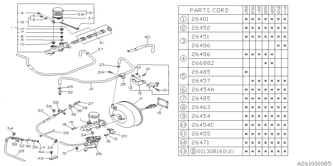 Diagram BRAKE SYSTEM (MASTER CYLINDER) for your Subaru