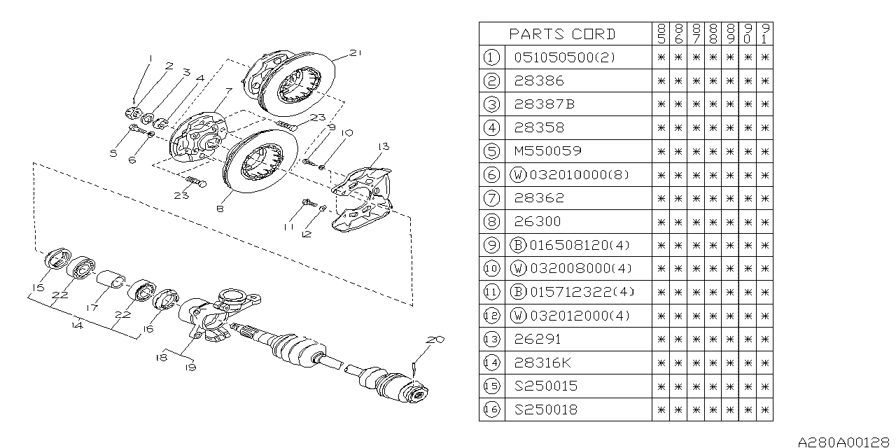 Diagram FRONT AXLE for your 2009 Subaru Tribeca   