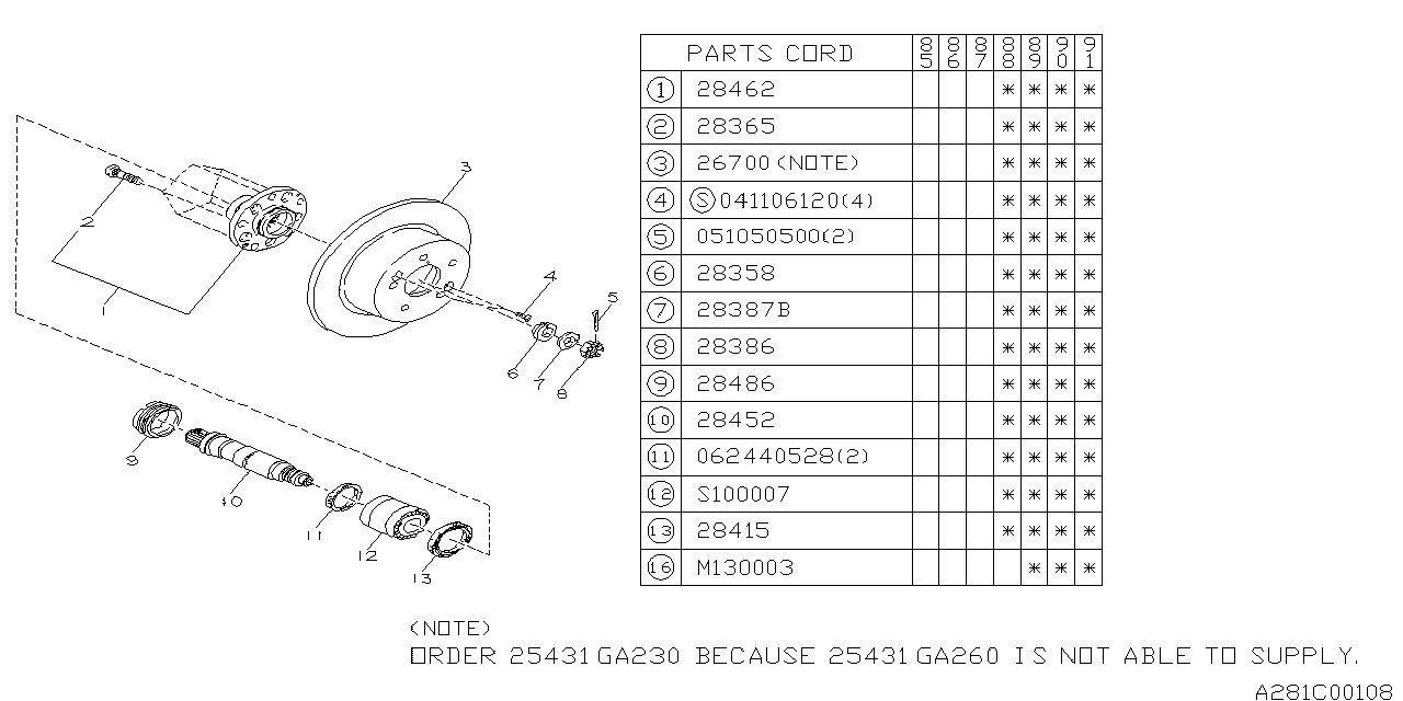 Diagram REAR AXLE for your Subaru BRZ  