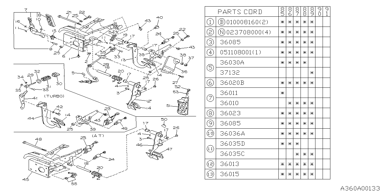 Full size assembly image of PEDAL SYSTEM (MT) (1/1)