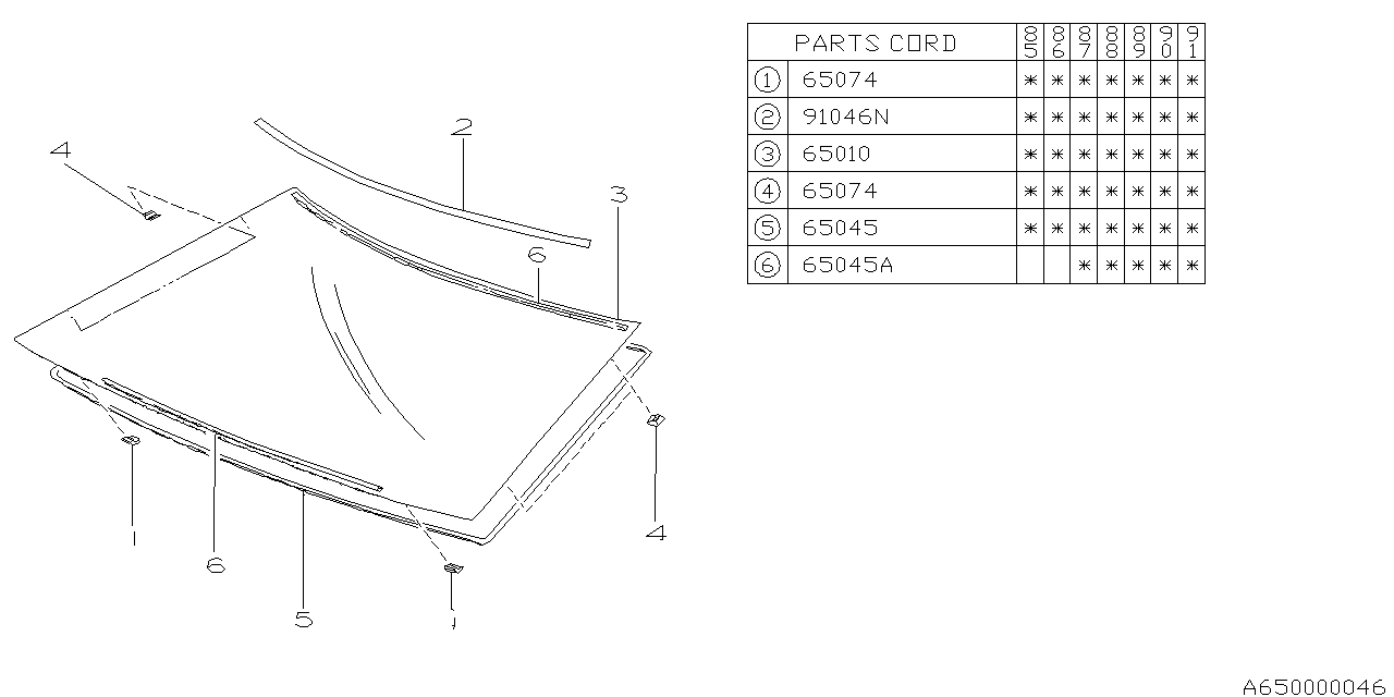 Full size assembly image of WINDSHIELD GLASS (1/1)