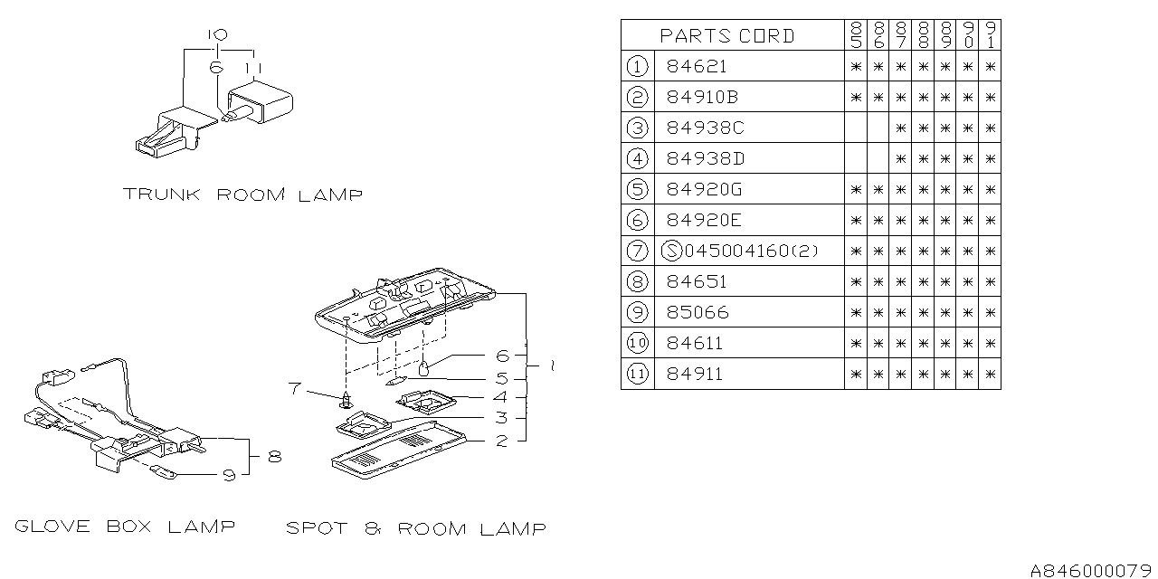 Diagram LAMP (ROOM) for your 2015 Subaru Impreza  SPORT LIMITED w/EyeSight WAGON 