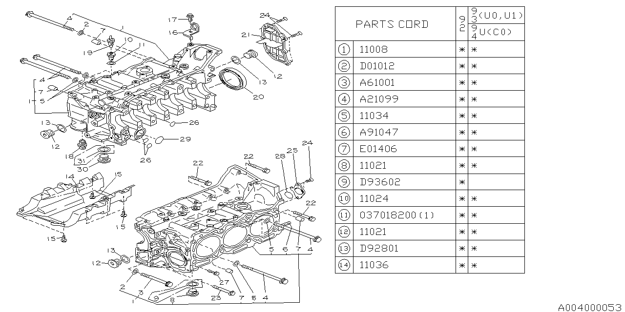 Diagram CYLINDER BLOCK for your 2001 Subaru Impreza   
