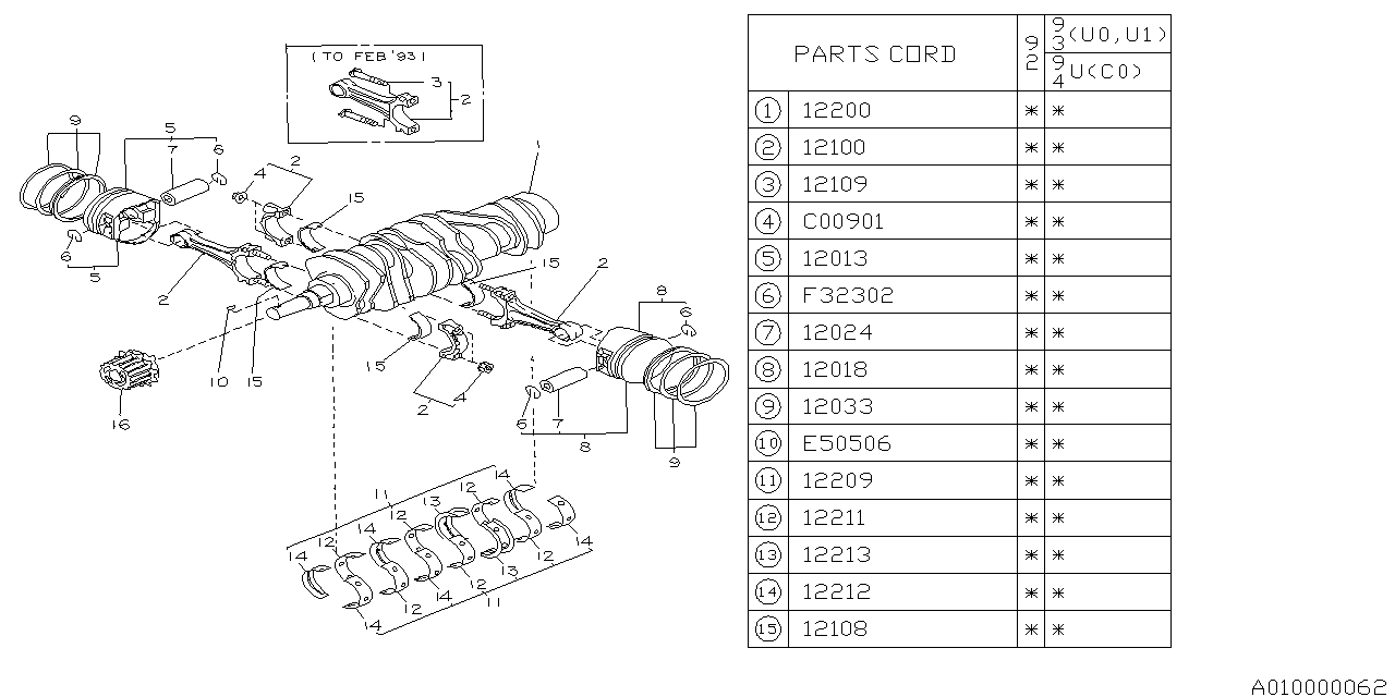 Diagram PISTON & CRANKSHAFT for your 2000 Subaru Legacy  Brighton Wagon 