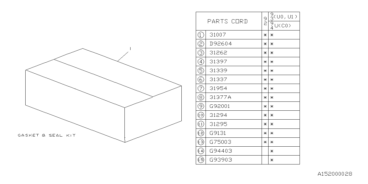 Diagram AT, GASKET & SEAL KIT for your 2014 Subaru Impreza  Limited Sedan 