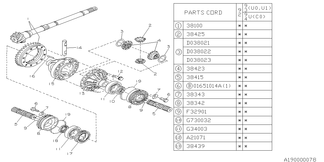 Diagram DIFFERENTIAL (TRANSMISSION) for your Subaru