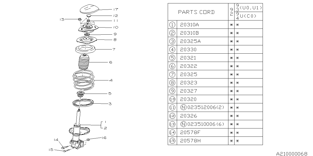 Diagram FRONT SHOCK ABSORBER for your 2016 Subaru Impreza   