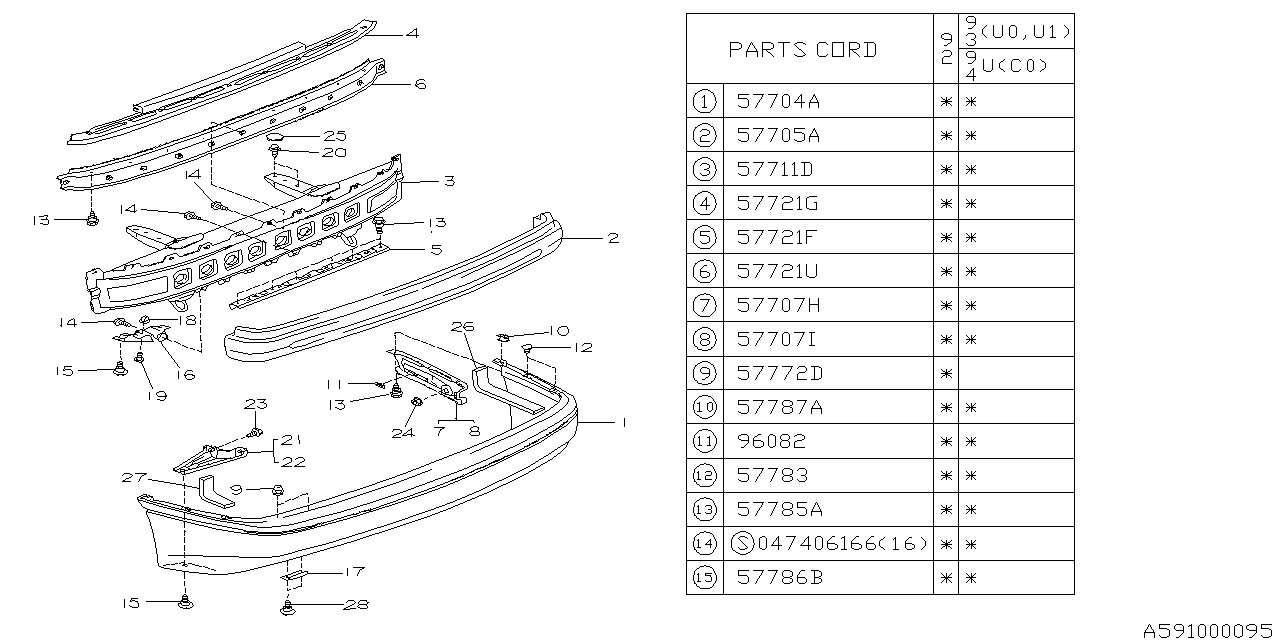 Diagram REAR BUMPER for your 2014 Subaru Tribeca   