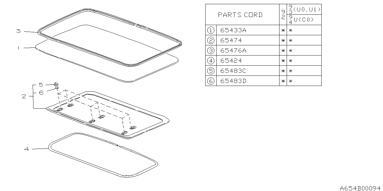 Diagram SUN ROOF for your 2003 Subaru STI   