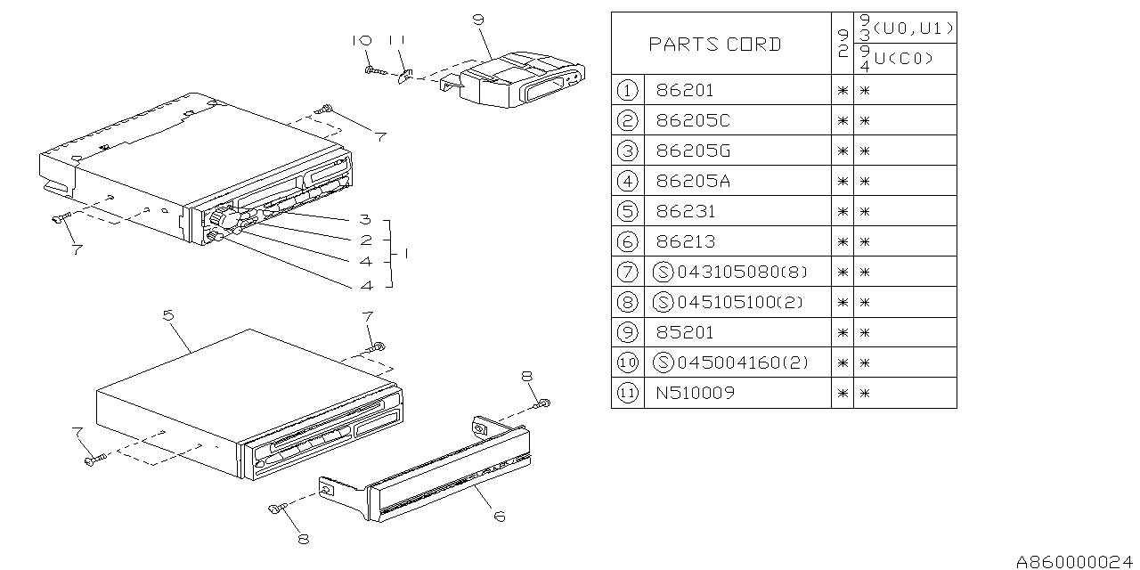 AUDIO PARTS (RADIO) Diagram