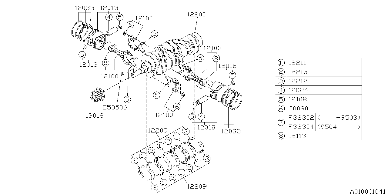 Diagram PISTON & CRANKSHAFT for your 2000 Subaru Legacy  Brighton Wagon 