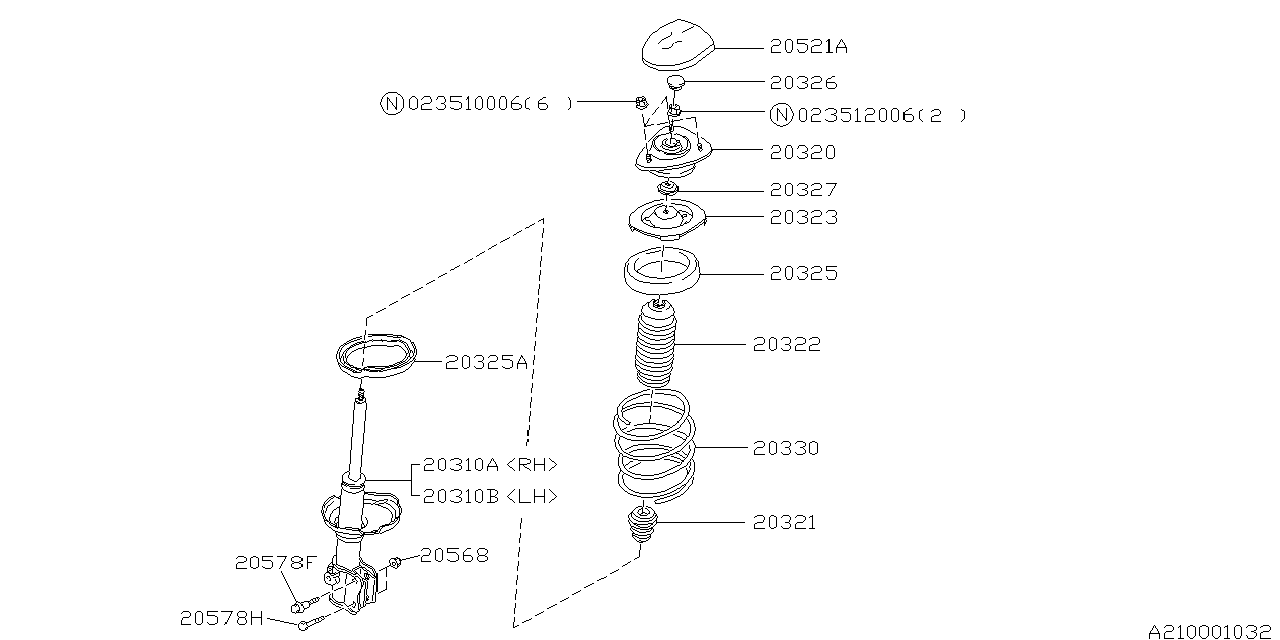 Diagram FRONT SHOCK ABSORBER for your 2019 Subaru Crosstrek   