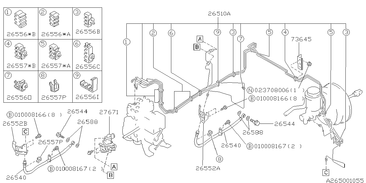 Diagram BRAKE PIPING for your 2007 Subaru Impreza 2.5L AT Sedan 