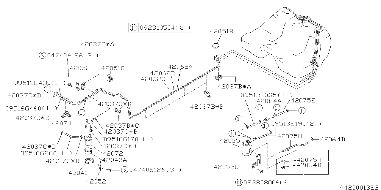 Diagram FUEL PIPING for your 2006 Subaru Impreza  Sedan 