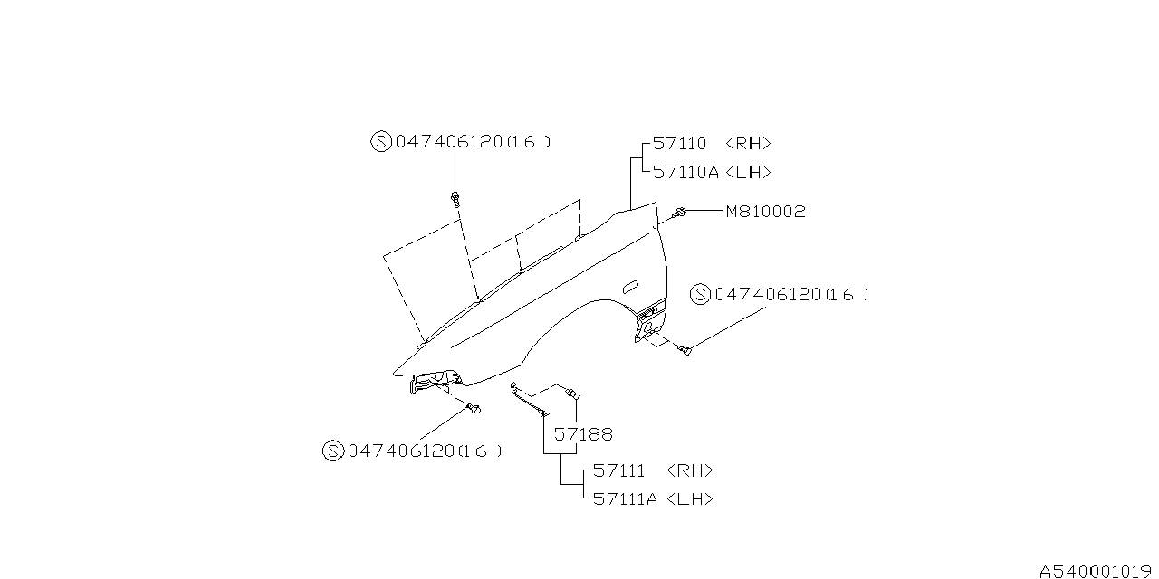 Diagram FENDER for your 2020 Subaru Impreza   