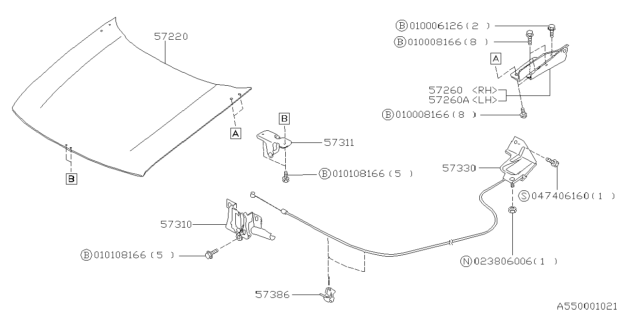 Diagram FRONT HOOD & FRONT HOOD LOCK for your 2023 Subaru Ascent  Premium 7-Passenger w/EyeSight 