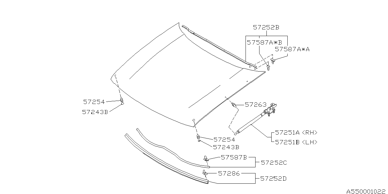 Diagram FRONT HOOD & FRONT HOOD LOCK for your 2012 Subaru Impreza   