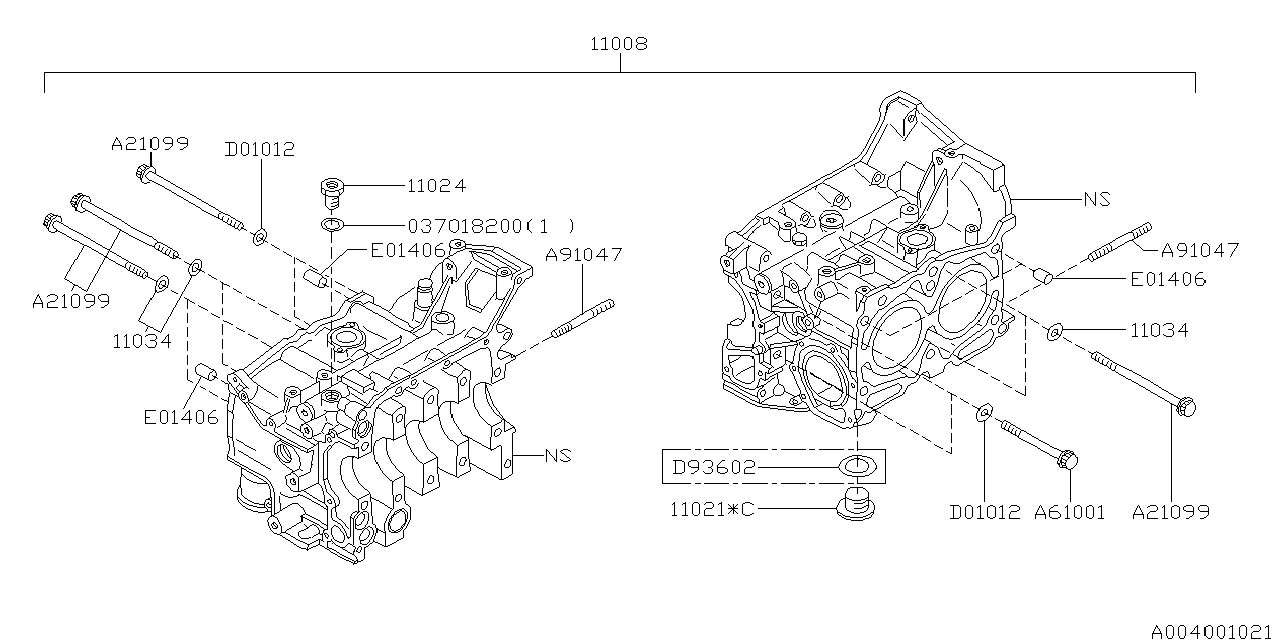 Diagram CYLINDER BLOCK for your Subaru